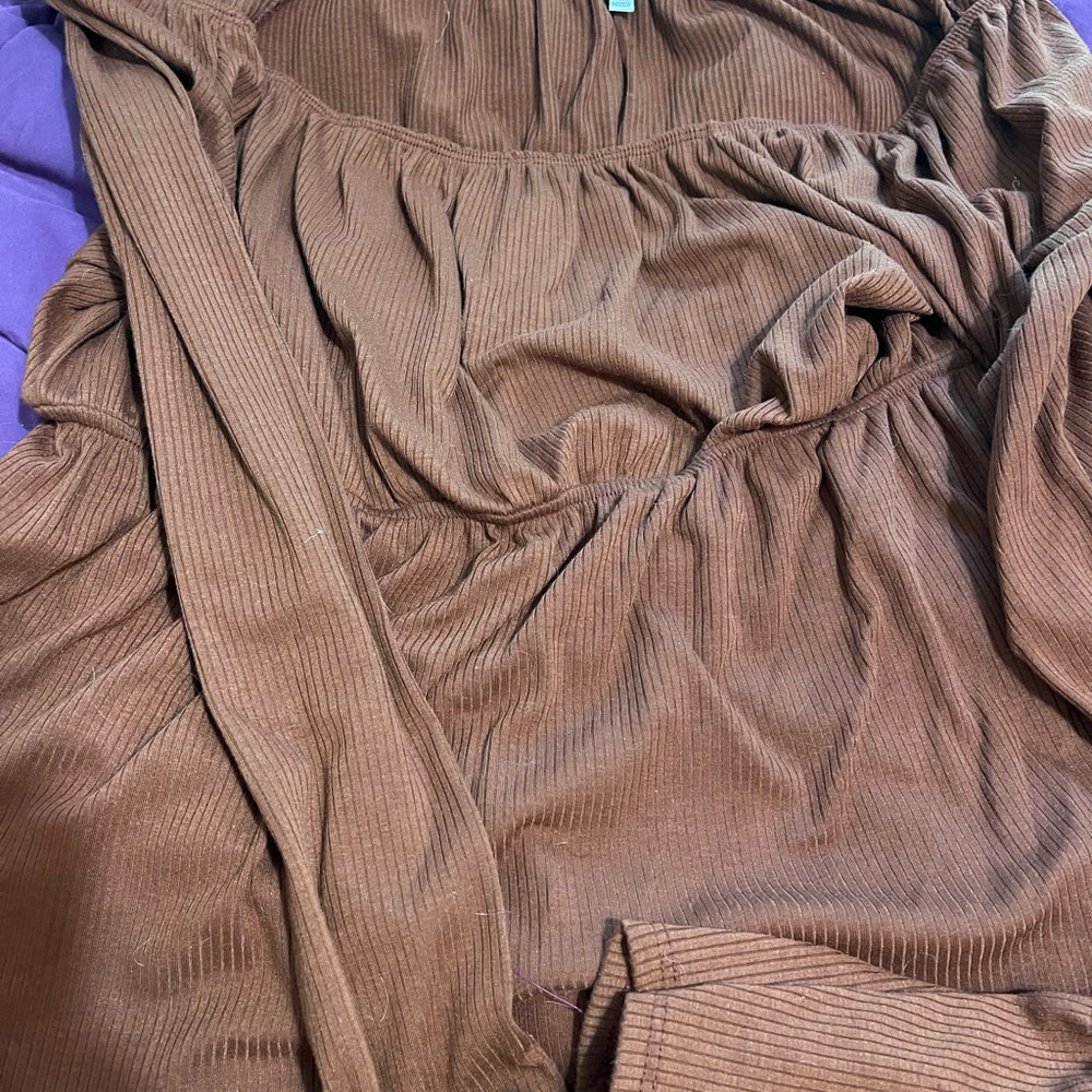 Roasted orange  Ribbed Long Sleeve Top